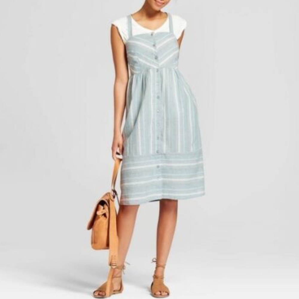 Universal Thread Stripe Linen Button Front Dress